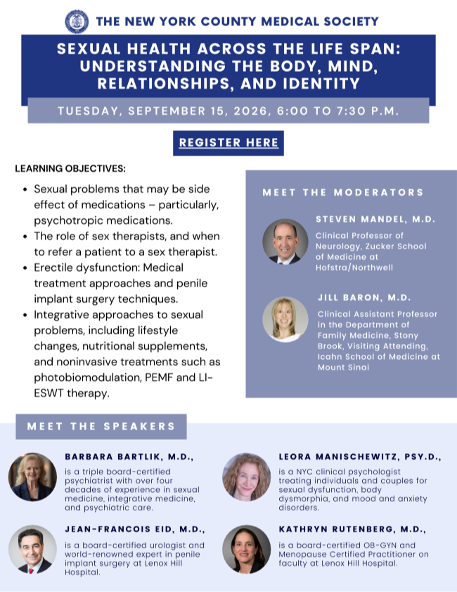 Sexual Health Across the Lifespan webinar, Tuesday, September 15, 2026, 6:00 to 7:30 p.m. Click to register.